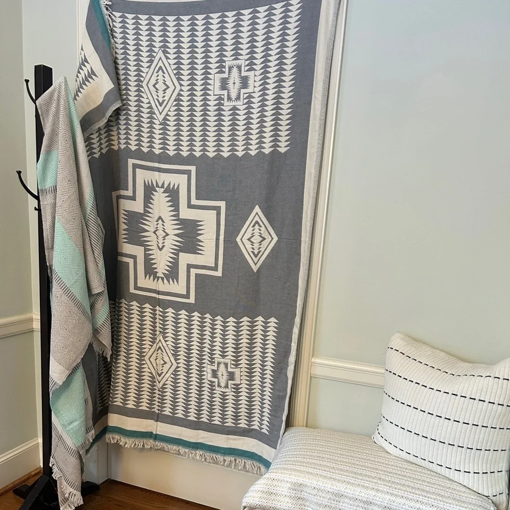 Anthropologie EVERYWHERE Blanket Organic Cotton Soft Loom Weave Hand Crafted - Picture 5 of 14